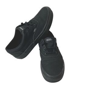 VANS Off The Wall Womens Sz 7.5 Classic Black Lace Up Low Top Sneaker Skate Shoe